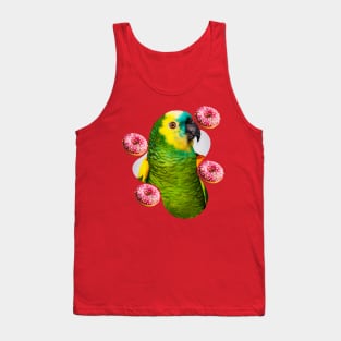 green parrot with pink donuts Tank Top